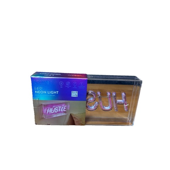 Urban Shop LED Neon Hustle Light-up Clear Acrylic Box Pink Bright Office Light - Picture 6 of 6